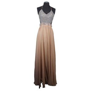 City Studio women's‎ juniors sparkle lace sequin top open back prom dress